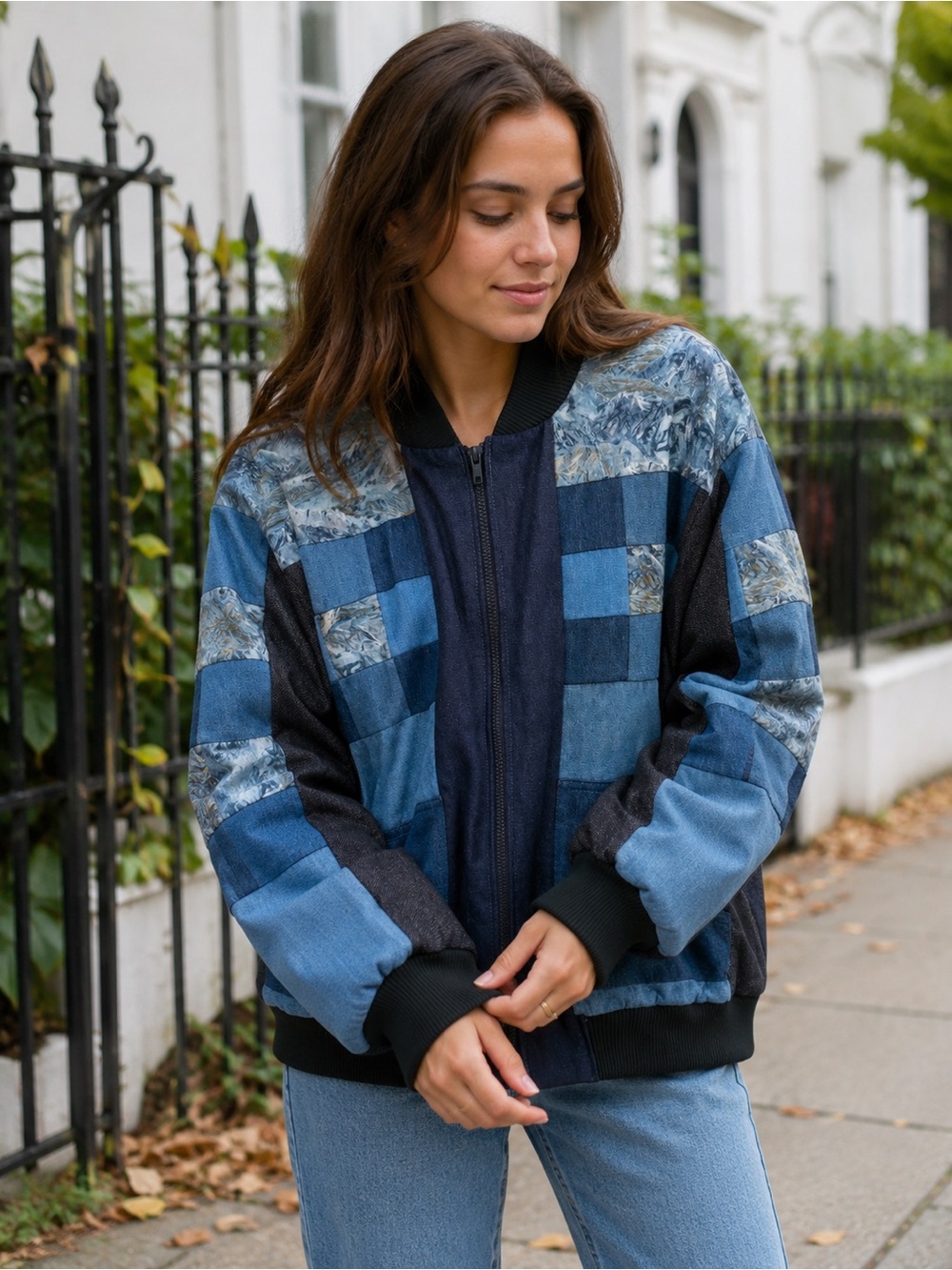 Denim Patchwork Bomber Jacket ~ handmade, cottagecore, boho ~